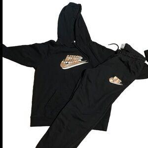 Nike Rose Gold and Black 2 Piece Sweat Suit